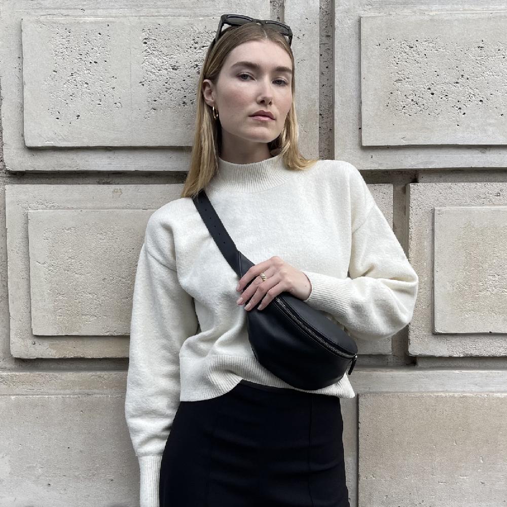 Carré Royal Sac-ceinture En Cuir Noir