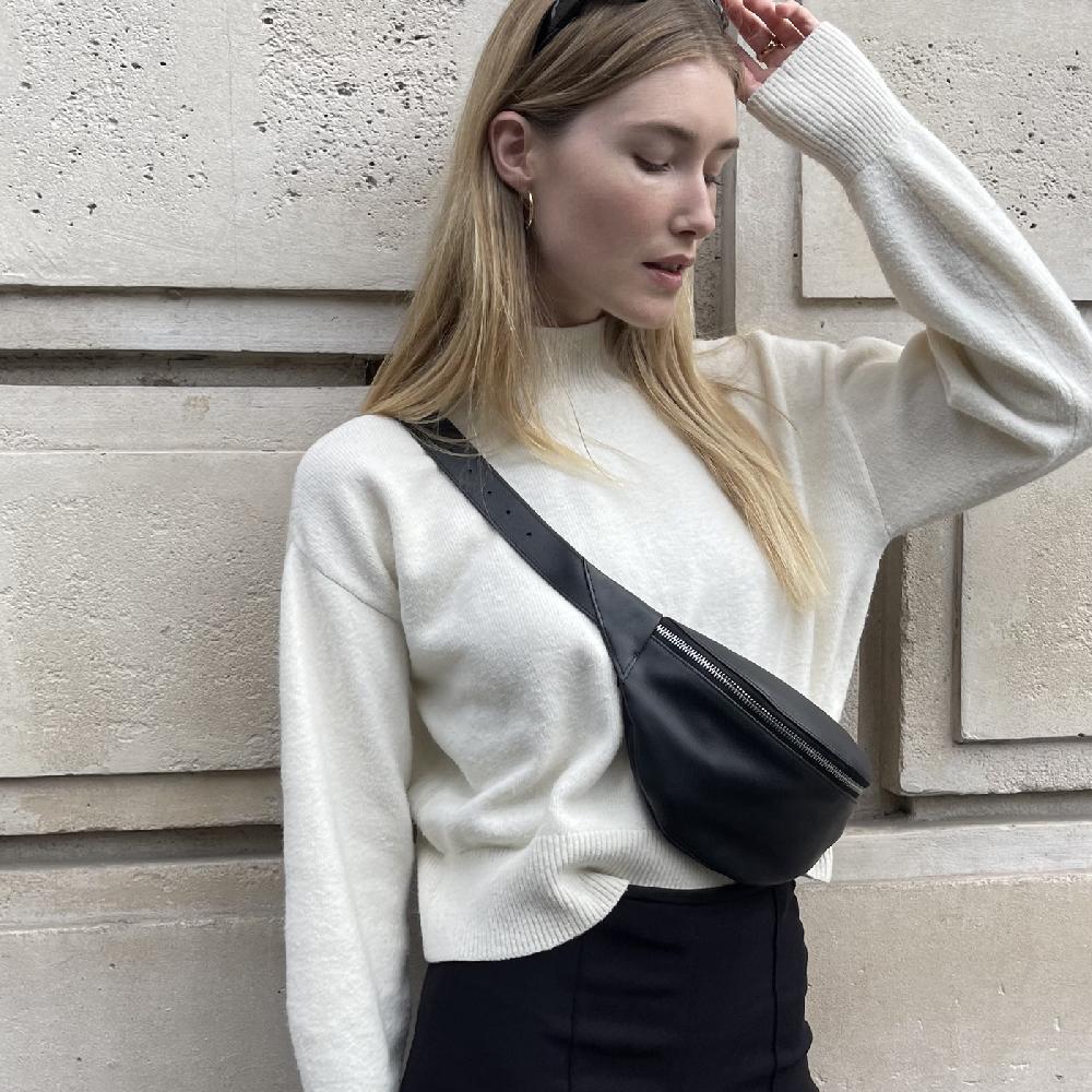 Carré Royal Sac-ceinture En Cuir Noir