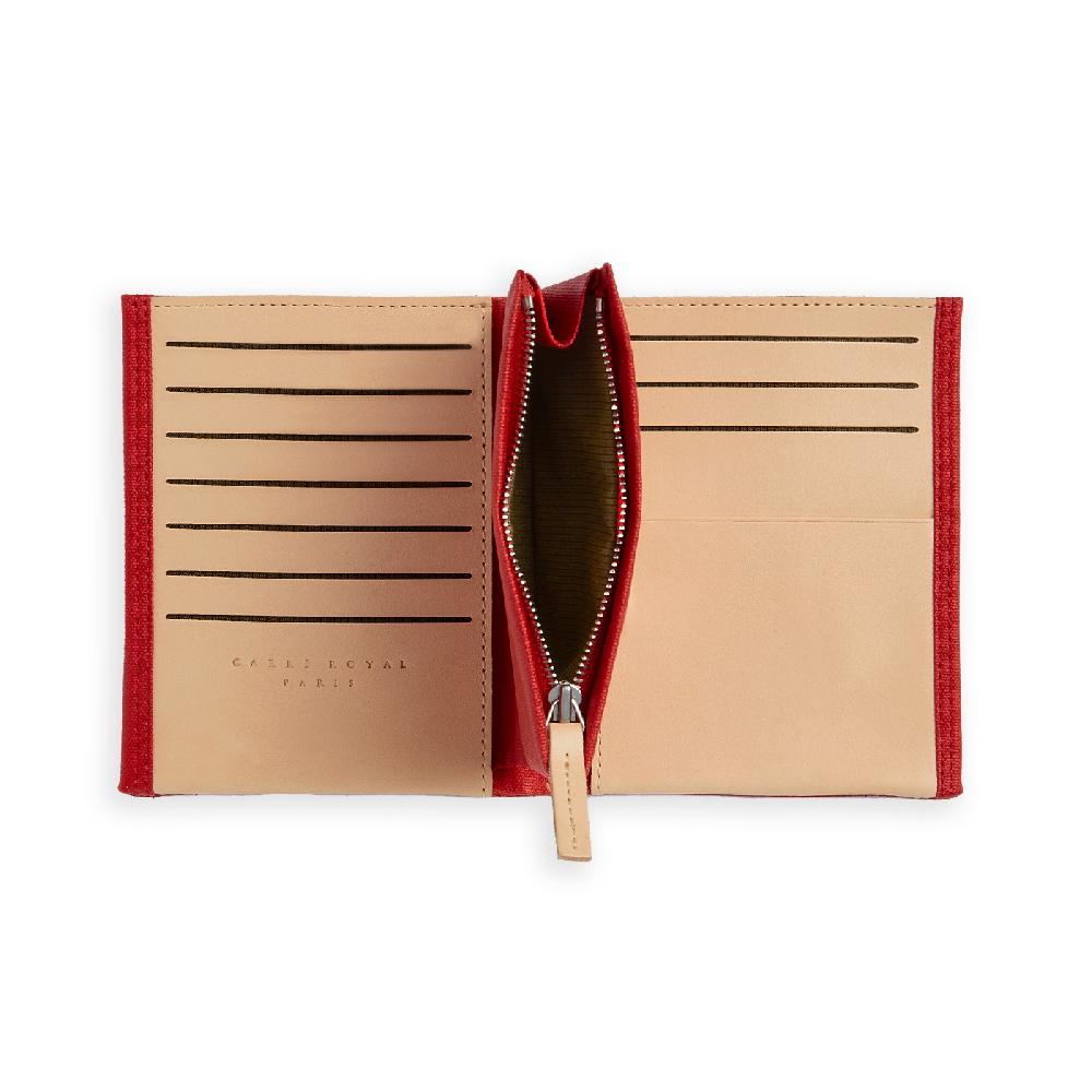 Carré Royal Grand Portefeuille En Toile Rouge Et Cuir Par Carré Royal