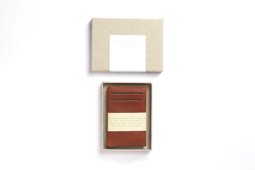 Carré Royal Porte-cartes En Toile Beige Et Cuir Par Carré Royal Par Carré Royal