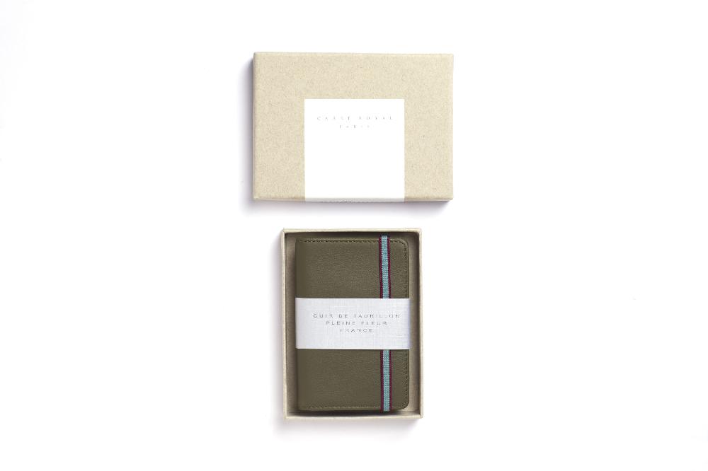 Carré Royal Porte-cartes Kaki Avec élastique De Carré Royal