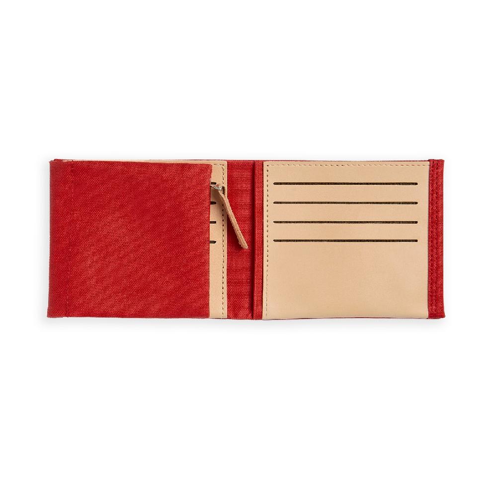 carré royal Portefeuille à 2 volets en toile Rouge et cuir par Carré Royal