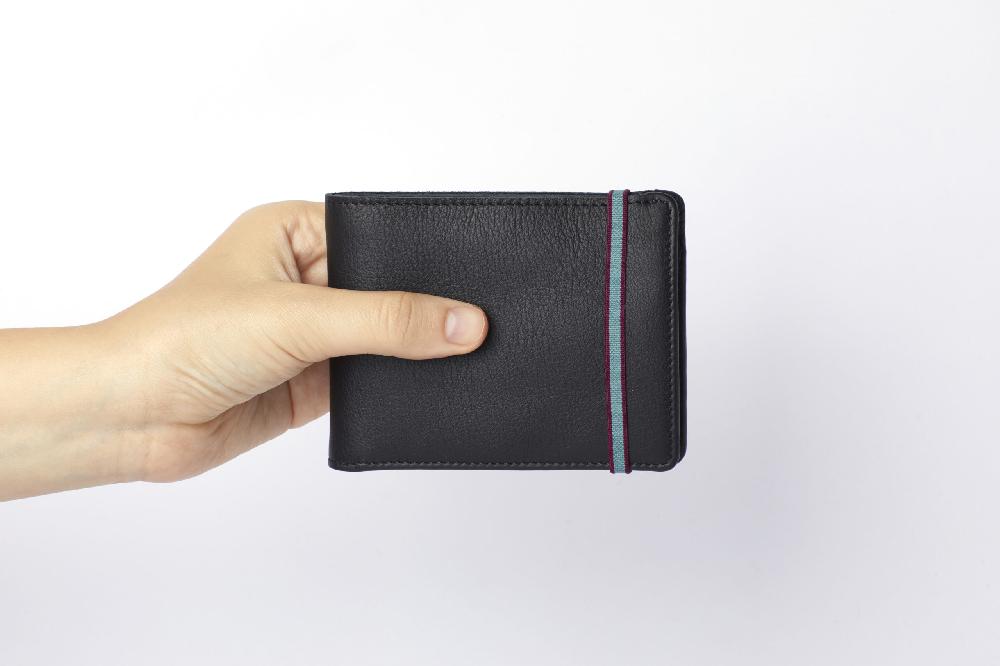 Carré Royal Portefeuille-portemonnaie-portemonnaie Noir Avec élastique De Carré Royal