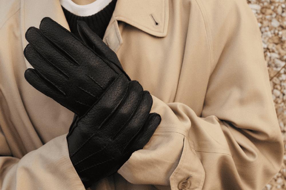 Causse Gants Cuir Pecari Agneau - Faubourg- Noir