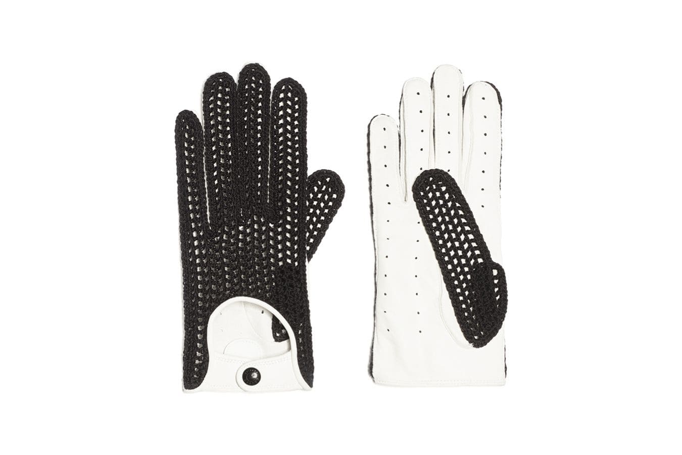 causse Gants de Conduite Rider Crocket Femme - Agneau Noir et Blanc