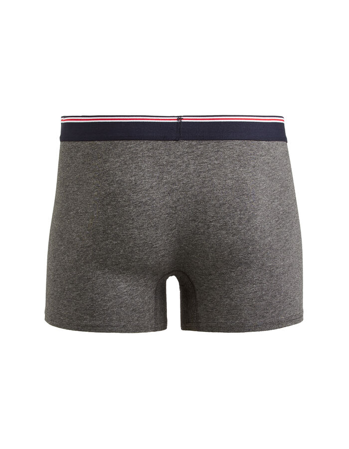 Celio Boxer Coton Stretch Ceinturé Contrastée - Anthracite