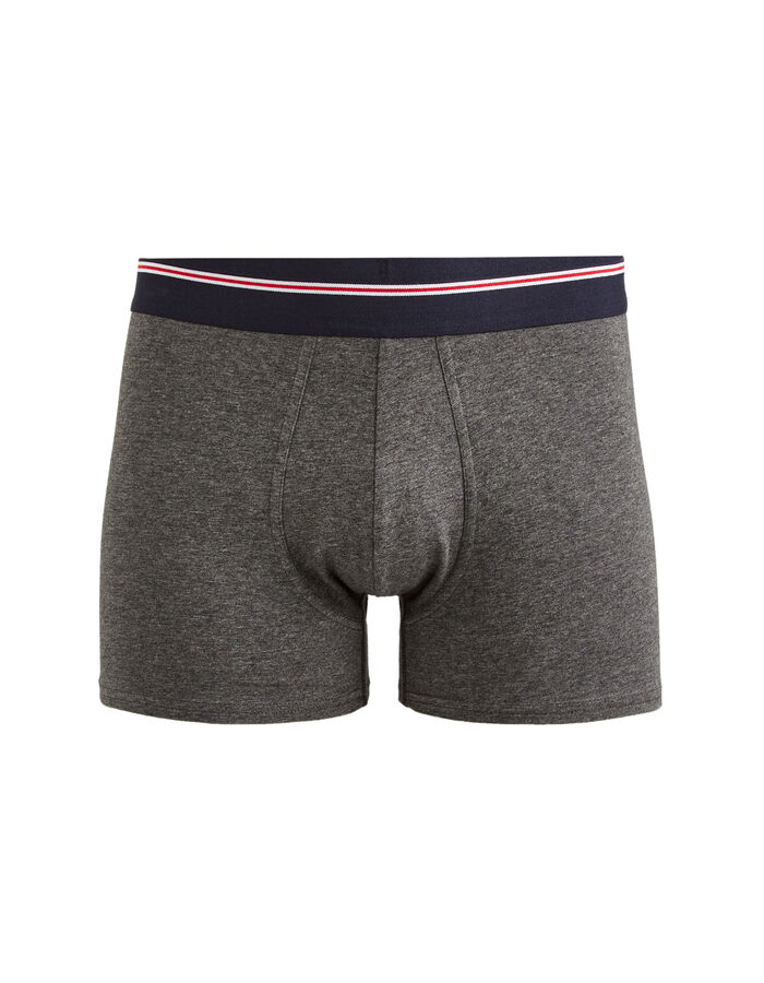 Celio Boxer Coton Stretch Ceinturé Contrastée - Anthracite