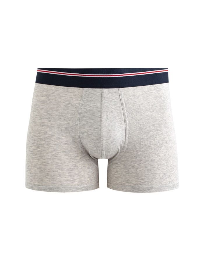 Celio Boxer Coton Stretch Ceinturé Contrastée - Gris Chiné