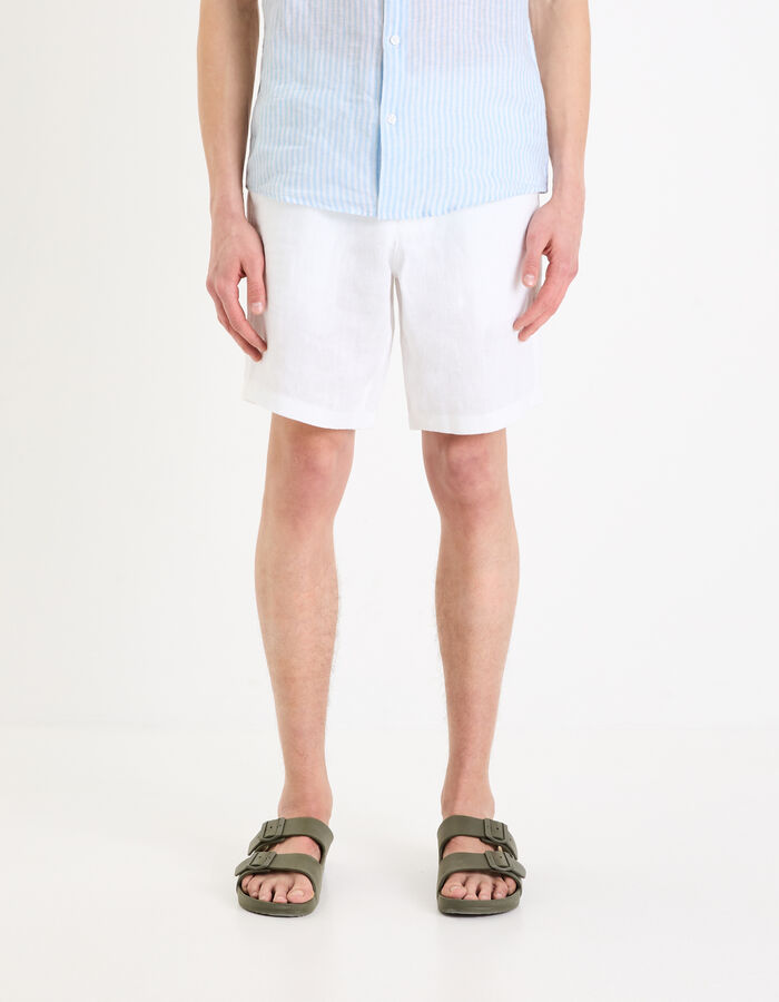 Celio Bermuda 100% Lin - Blanc