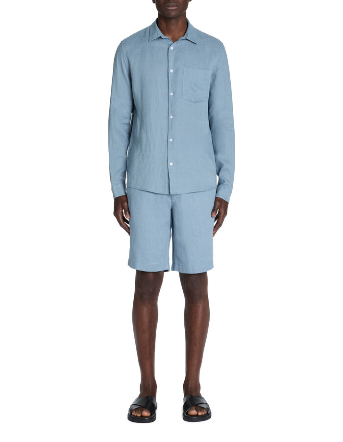 Celio Bermuda 100% Lin - Bleu