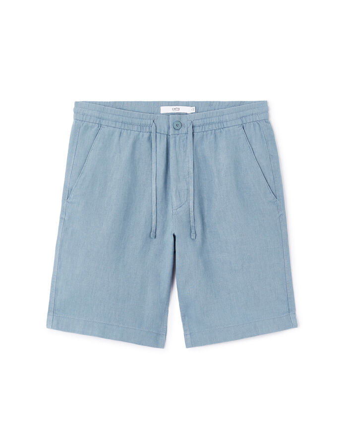 celio Bermuda 100% lin - bleu