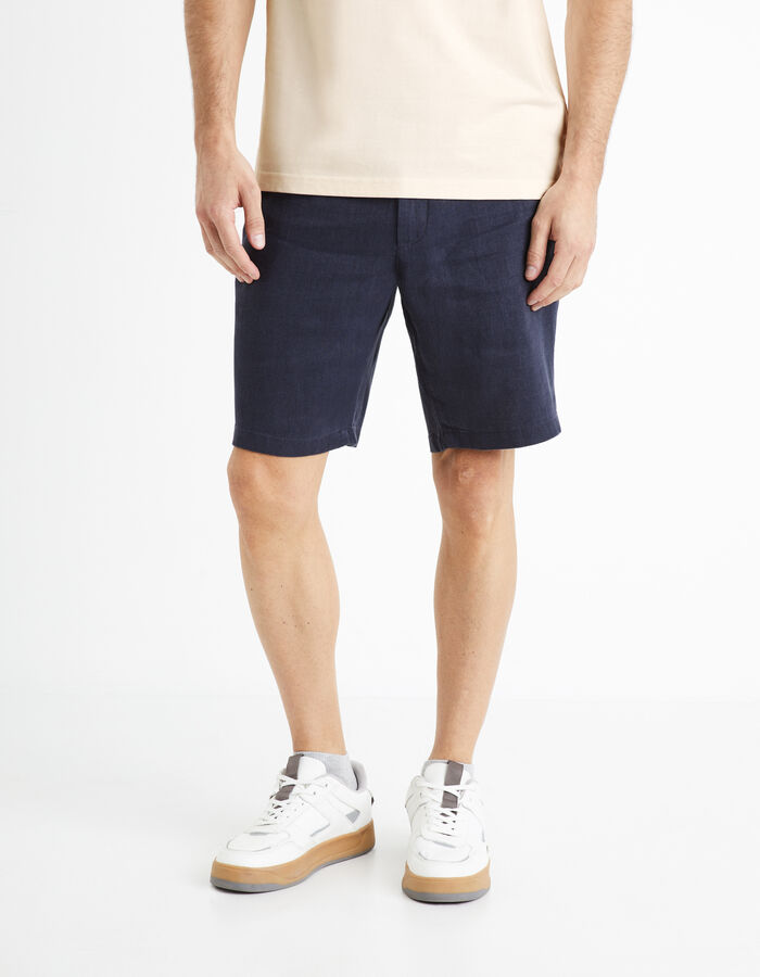 Celio Bermuda 100% Lin - Marine