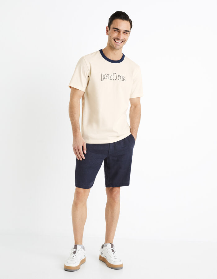 Celio Bermuda 100% Lin - Marine