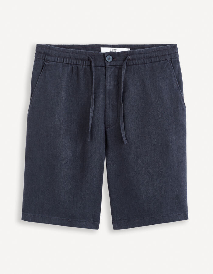 celio Bermuda 100% lin - marine
