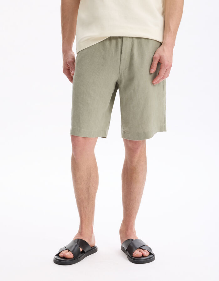 Celio Bermuda 100% Lin - Vert Sauge