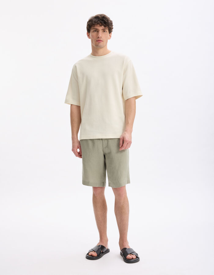 Celio Bermuda 100% Lin - Vert Sauge