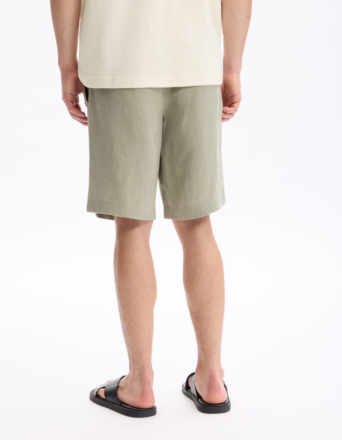 Celio Bermuda 100% Lin - Vert Sauge