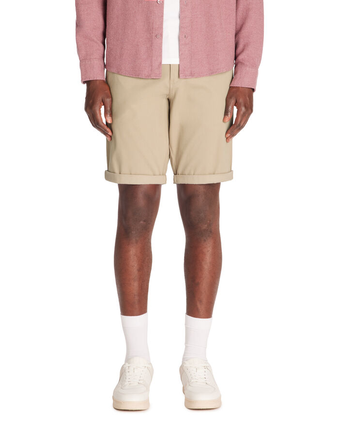 Celio Bermuda Chino En Coton Stretch - Beige Moyen