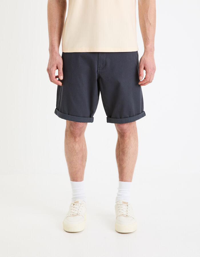Celio Bermuda Chino En Coton Stretch - Marine