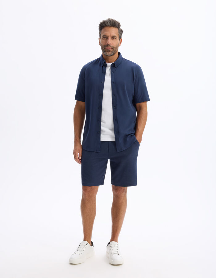 Celio Bermuda Coton Mélangé - Marine