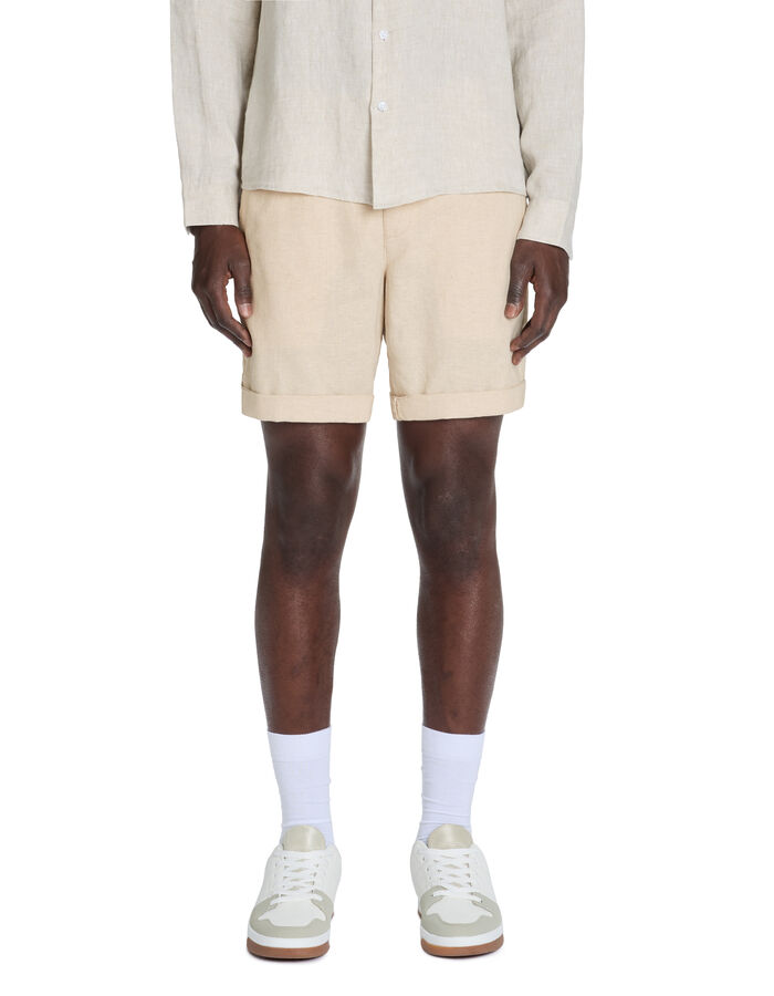 Celio Bermuda En Lin Et Coton - Beige