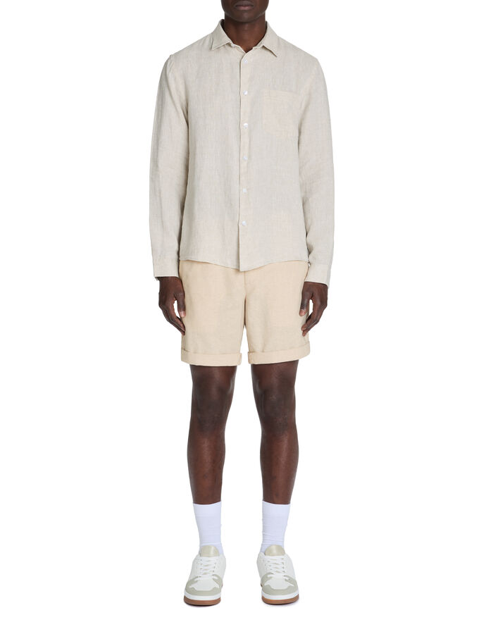 Celio Bermuda En Lin Et Coton - Beige