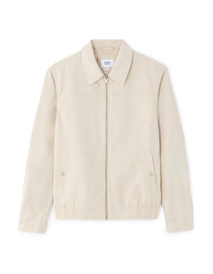 celio Blouson col chemise en lin et coton - naturel