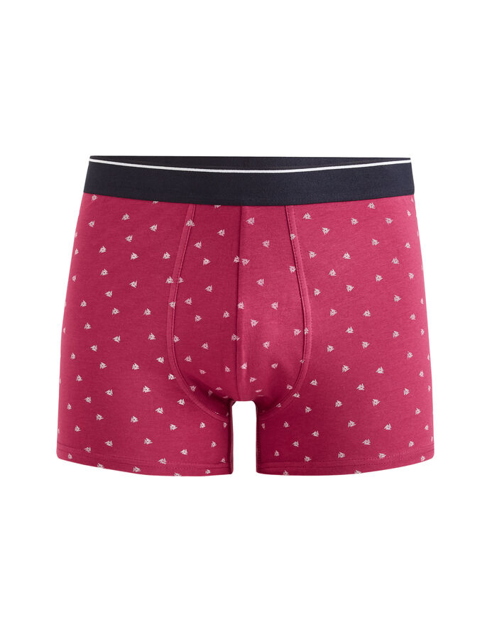 Celio Boxer En Coton Stretch Imprimé - Bordeaux