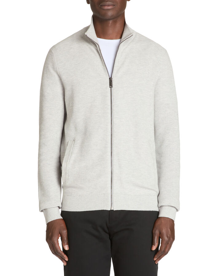 Celio Cardigan Col Montant 100% Coton - Gris Chiné