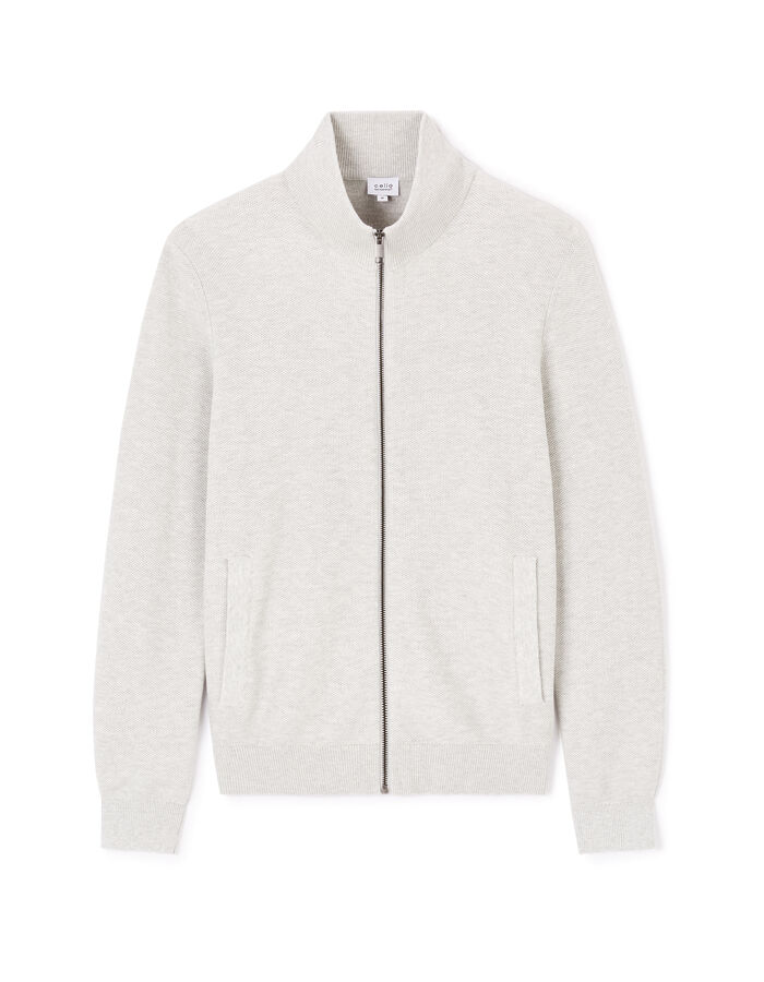 celio Cardigan col montant 100% coton - gris chiné