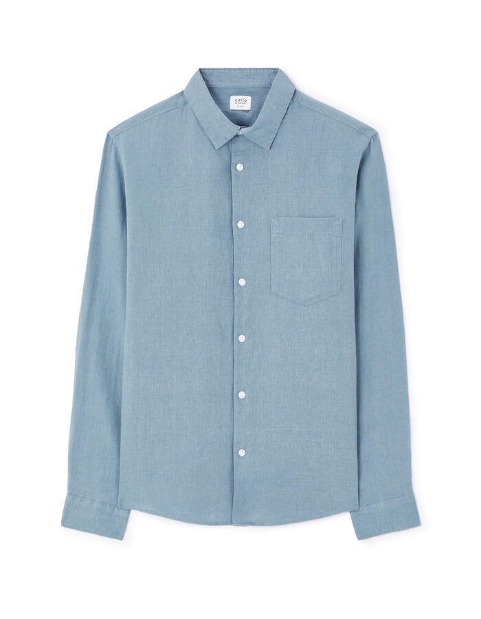 Celio Chemise Regular 100% Lin - Bleu