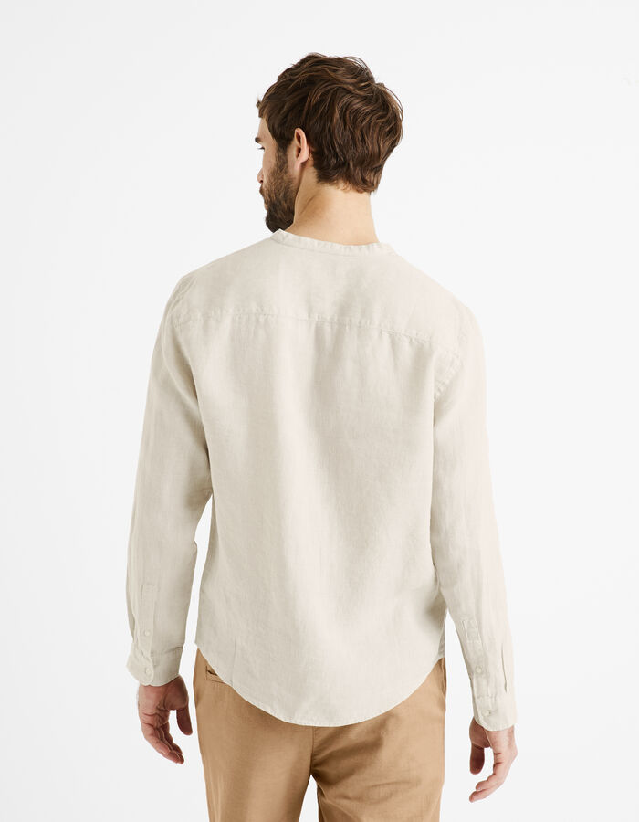 celio Chemise Regular Col Mao 100% Lin - Naturel