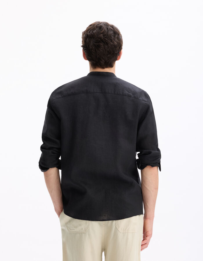 Celio Chemise Regular Col Mao 100% Lin - Noir