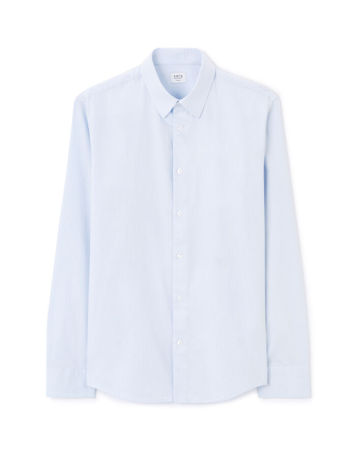 celio Chemise regular effet satiné 100% coton - bleu