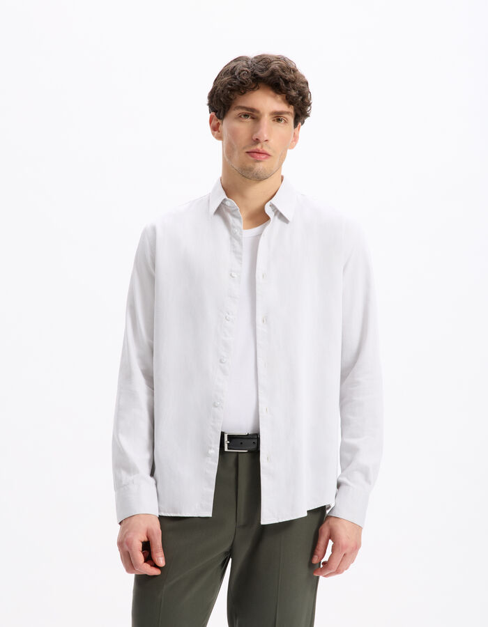 Celio Chemise Regular Effet Satiné 100% Coton - Gris