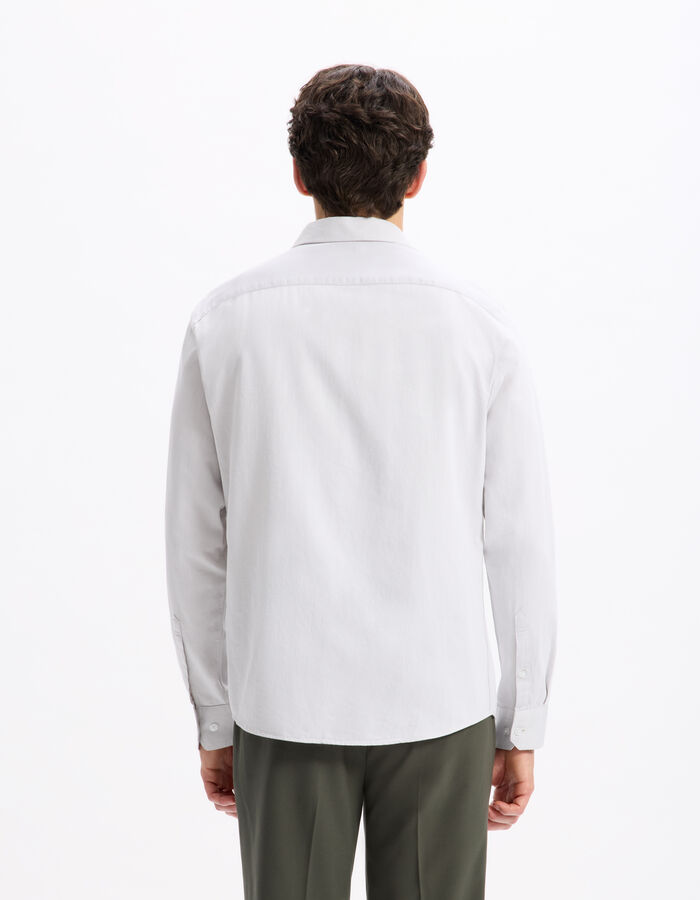 Celio Chemise Regular Effet Satiné 100% Coton - Gris