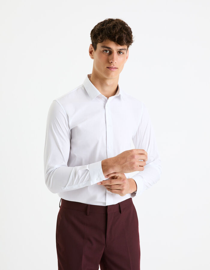 Celio Chemise Regular En Coton Stretch - Blanc