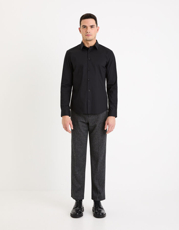 Celio Chemise Regular En Coton Stretch - Noir