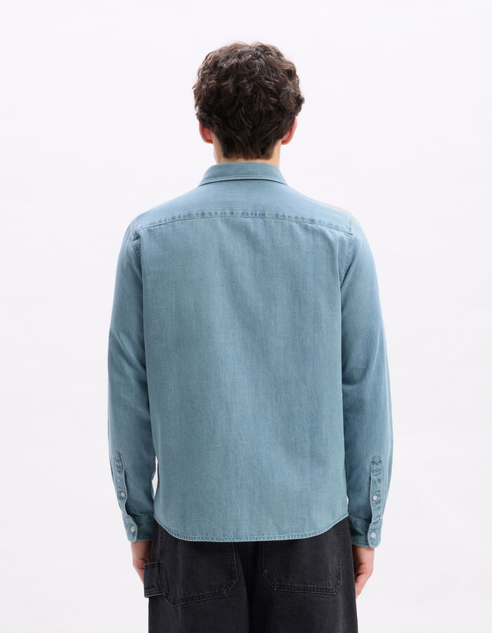 Celio Chemise Regular En Jean 100% Coton - Bleu