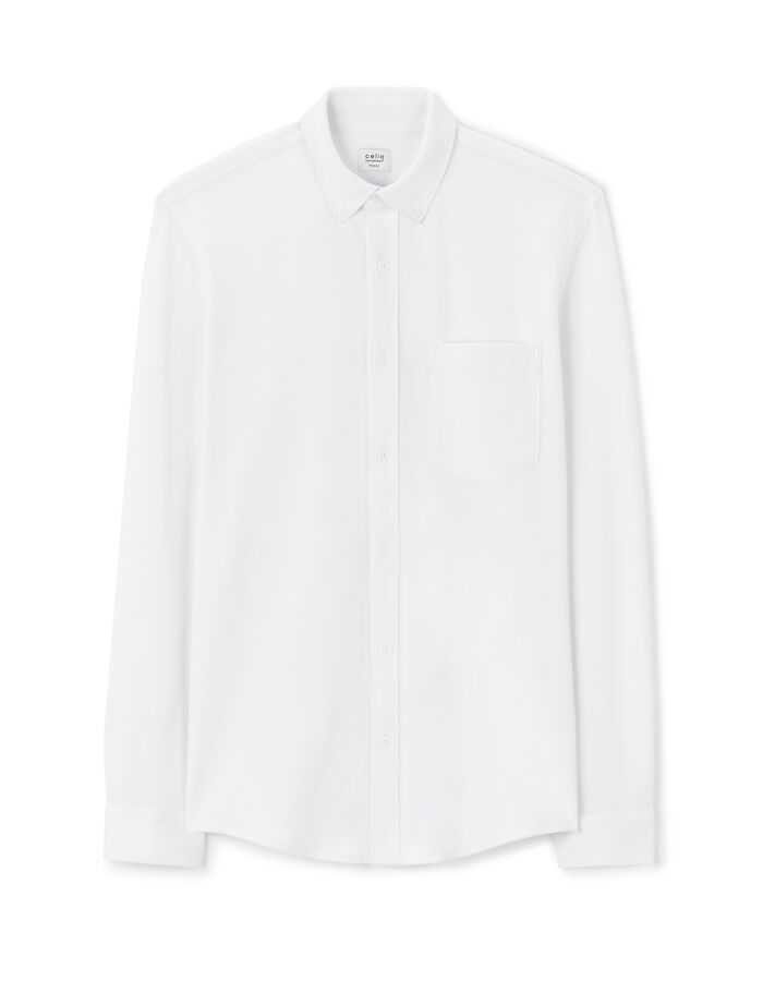 celio Chemise regular piqué coton stretch - blanc