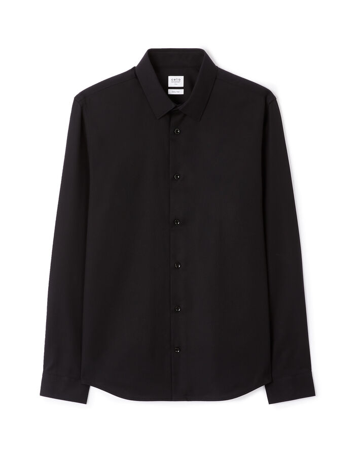 Celio Chemise Slim Col Italien 100% Coton - Noir