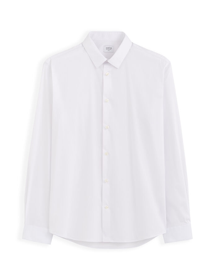 celio Chemise slim en coton stretch - blanc
