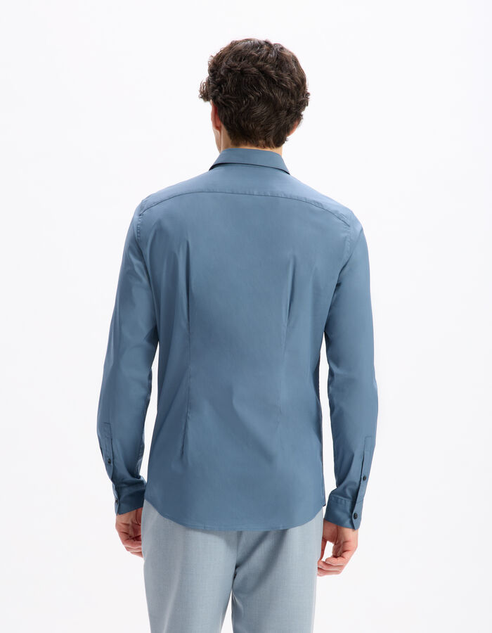 Celio Chemise Slim En Coton Stretch - Bleu