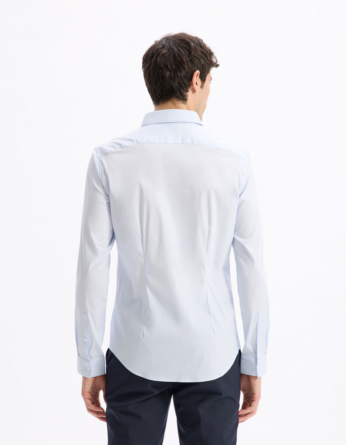 Celio Chemise Slim En Coton Stretch - Bleu Clair