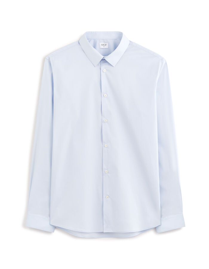 Celio Chemise Slim En Coton Stretch - Bleu Clair