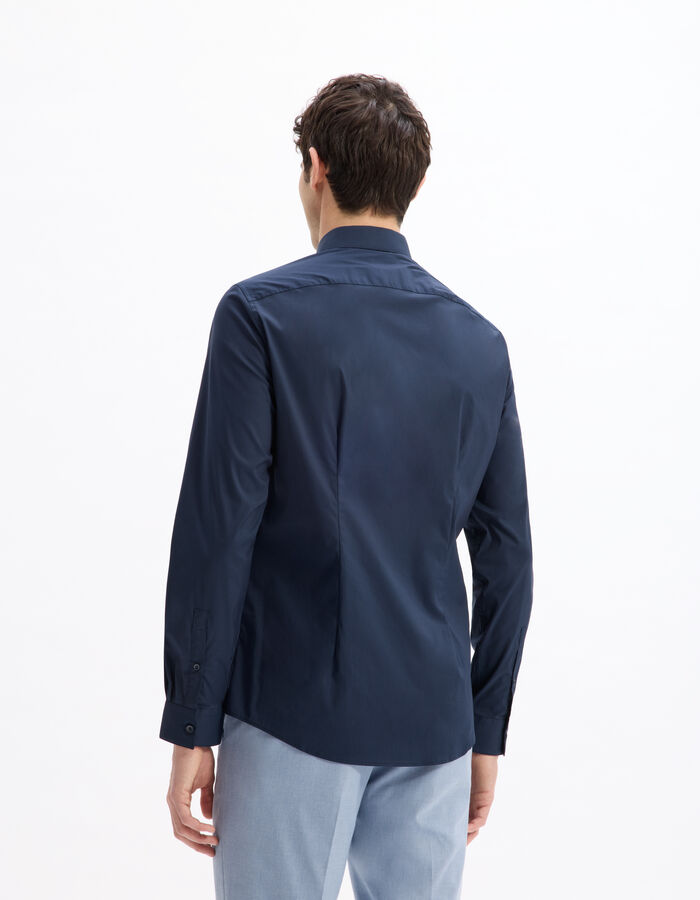 Celio Chemise Slim En Coton Stretch - Marine
