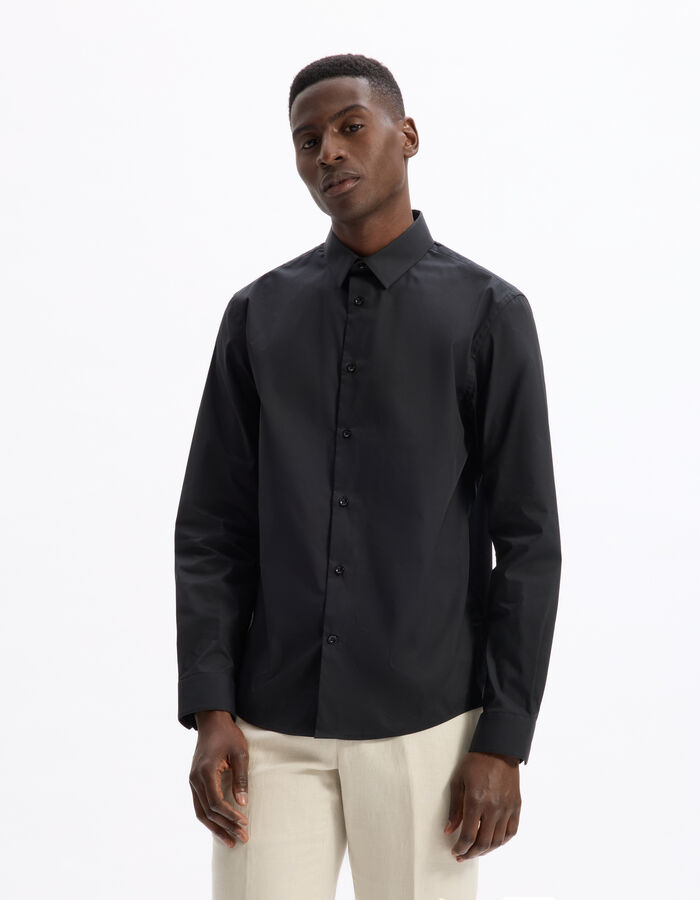 Celio Chemise Slim En Coton Stretch - Noir