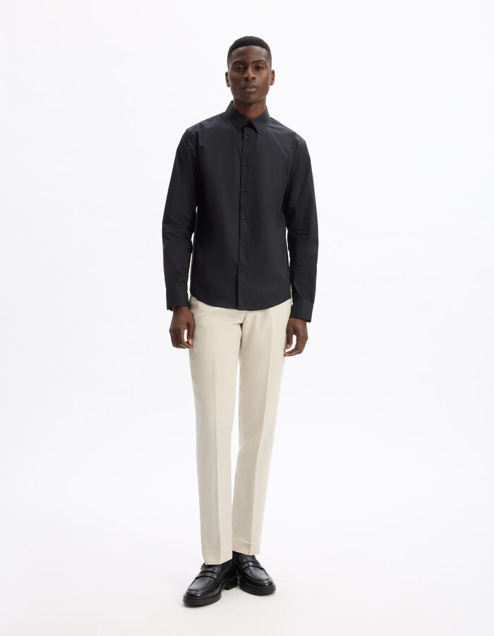Celio Chemise Slim En Coton Stretch - Noir