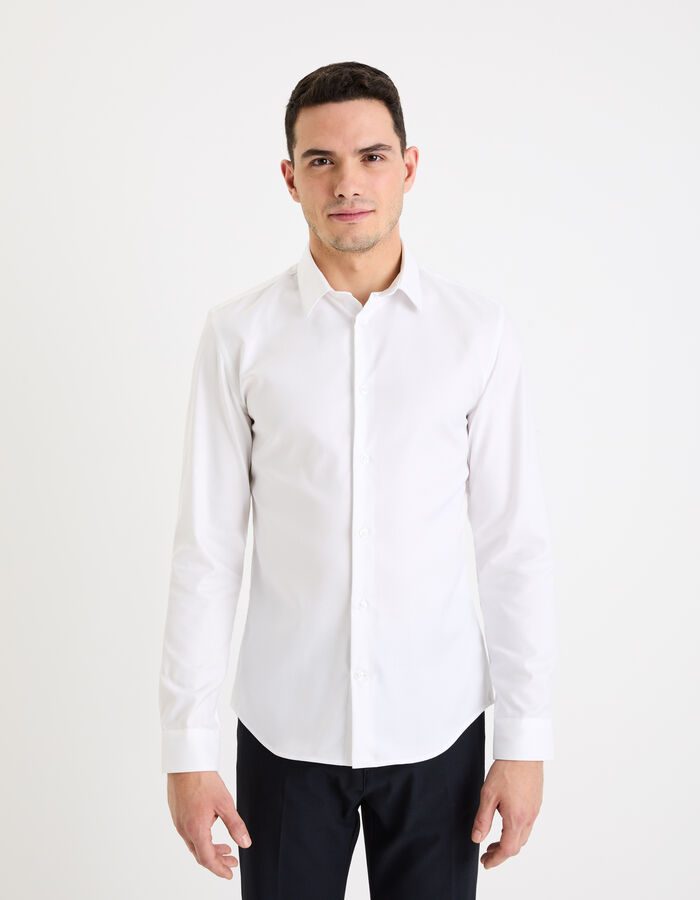 Celio Chemise Slim En Oxford Royal - Blanc