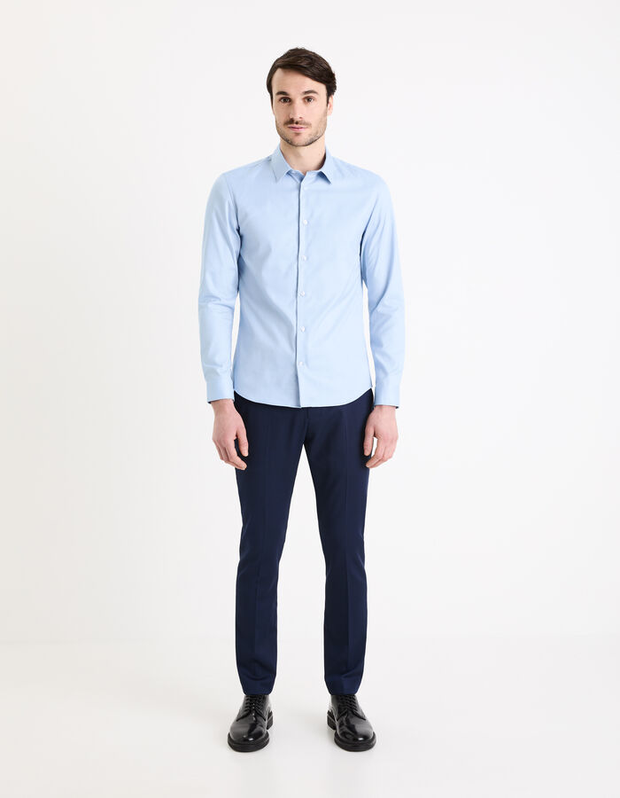 Celio Chemise Slim En Oxford Royal - Bleu